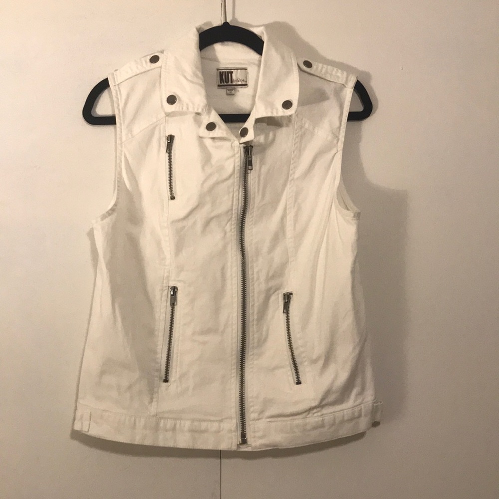 KUT White Denim Vest